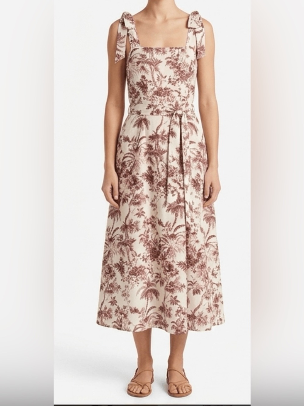 LC Lauren Conrad White Maxi Dress with Burgundy Palm Print